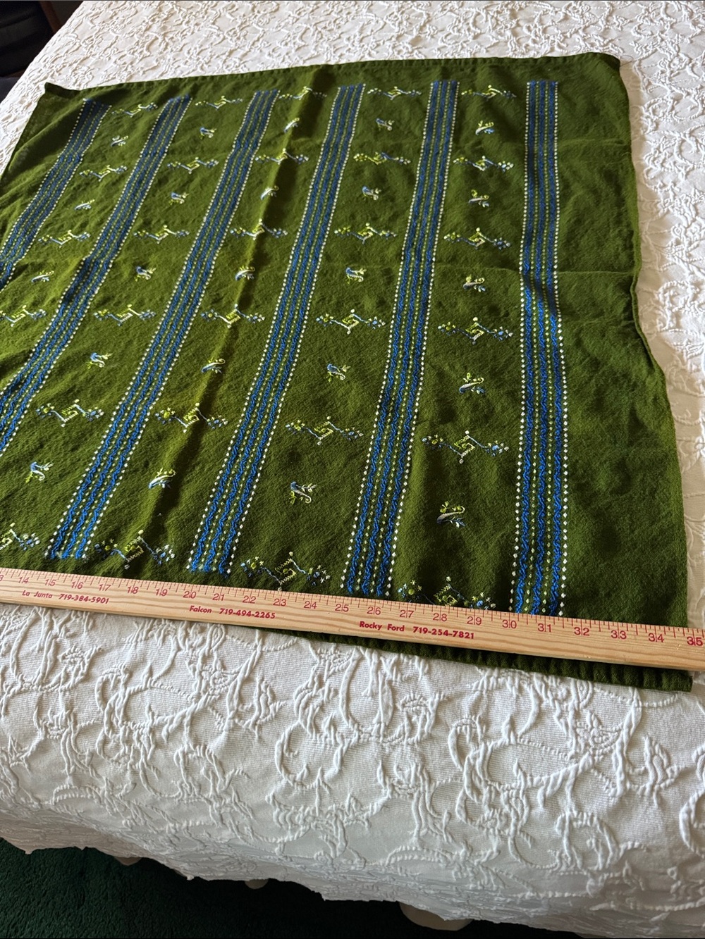 Green Embroidered Square Table Cloth